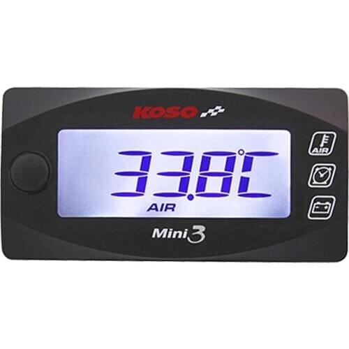 KOSO Mini Style Instruction LED Display Meter KOSO MINI 3 (Air Temp+Time+Volt Meter) for Racing and Scooter Bike