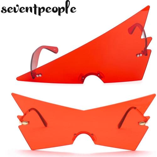 2020 Fashion Rimless Oversized Triangle Sunglasses Women New Unique Arrow Frameless Sun Glasses For Men Trendy Cat Eye Eyewear
