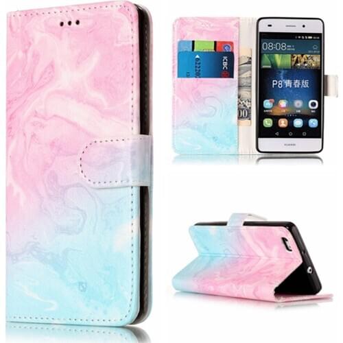 Fashion Marble Pattern Wallet PU Leather Flip Case Cover For Huawei P9 Lite P8 Lite 2017 with Card Slot Phone Protective Case