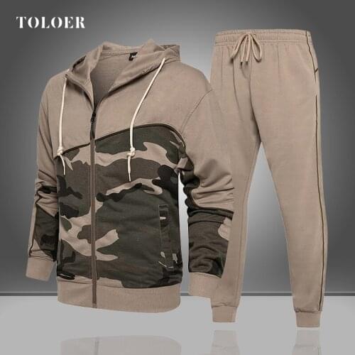 2021 New Men Tracksuit Camouflage Sports Set Jacket and Pants 2 Pieces Mens Jogging Suit Fashion Long Sleeve Casual Sportswear