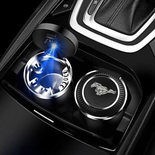 NEW Car Ashtray With Led Lights With Logo Creative Personality for Ford Mustang gt 2018 2019 2020 500 Ford Mustang GT SHELBY car