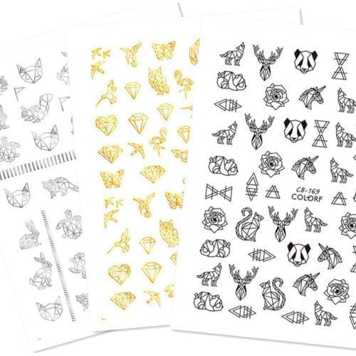 Newest CB169 170 171 cartoon design nail art sticker decal stamping back gule DIY decoration for nail art tips