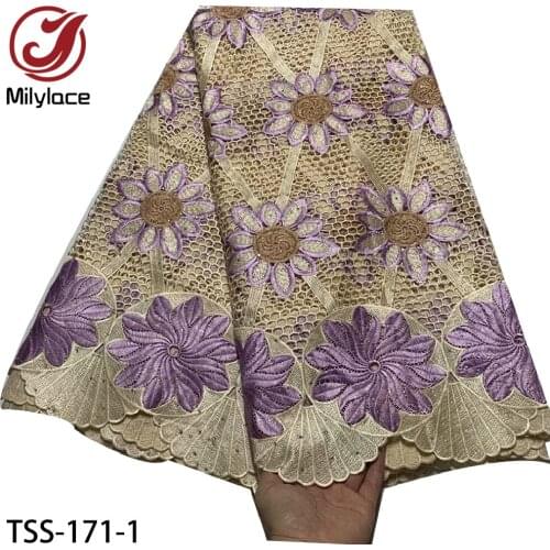 New Cord Guipure Water Soluble Embroiderey Lace Fabric 2020 High Quality African Guipure Lace Fabric for Wedding Dress TSS-171