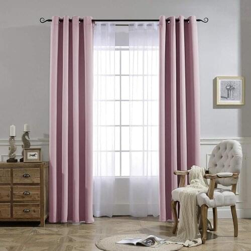 Solid Blackout Curtains for Living Room Bedroom Window Treatment Blinds Finished Drapes Modern Black Out Curtain