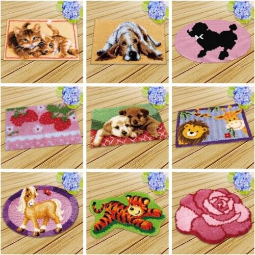 Prajna Latch Hook Kits Rug Canvas Knitted Embroidery Rug Carpet Mat Cross Stitch Fomiaran For Needlework Handmade Decor 50X30CM