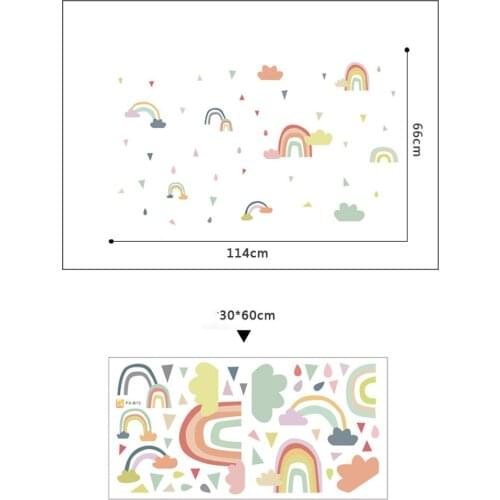 PVC Rainbow Cute Cozy Vinyl Room Decal Wall Art Removable Wall Sticker Kid Room Kindergarten Bedroom Decor