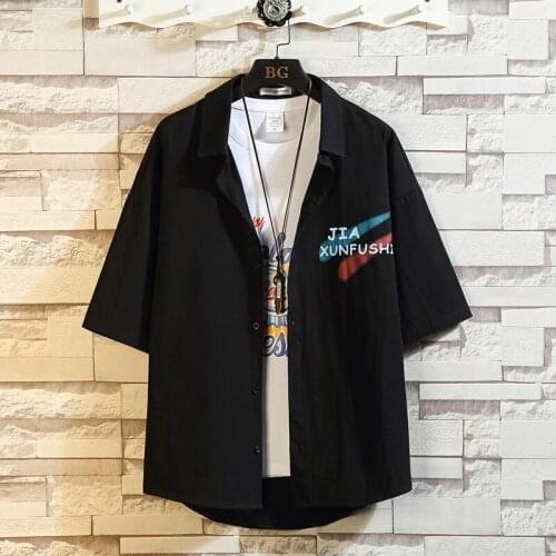 Plus Size 5XL-M Summer Short Sleeve Casual Shirts For Men Clothing 2021 Fashion Letter Print Loose Blouse Homme Streetwear Sale