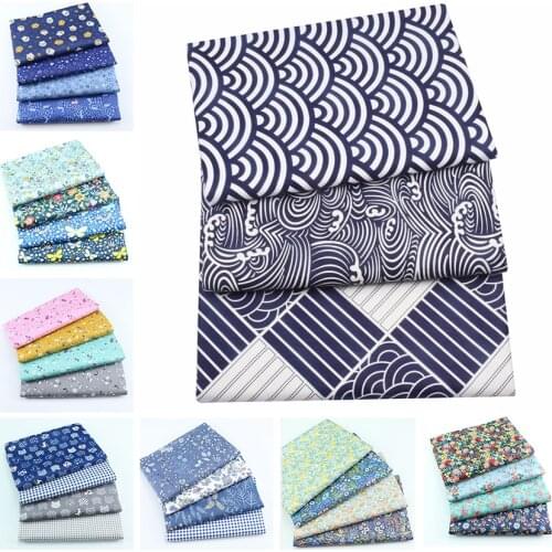 Japanese Wave Pattern Twill 100% Cotton Fabric, Sewing Quilt Fabric Crafts For Handmade Sheet Pillowcase Patchwork Cloth