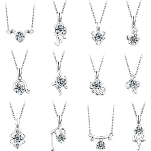Silver Diamond Test Passed D Color High Quality Moissanite Twelve Constellations Pendant Necklace Silver 925 Jewelry Female Gift