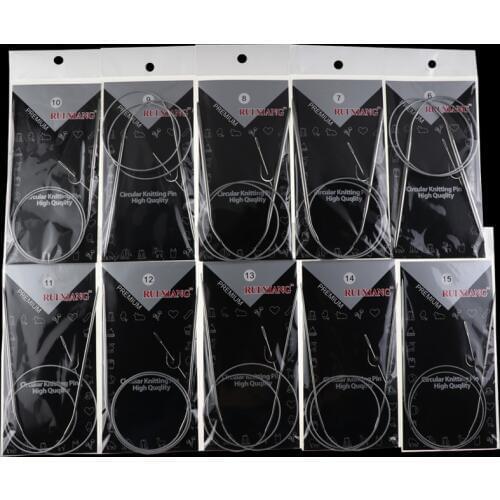 11 Sizes 43/65/80cm Ring knitting Needle Stainless Steel Circular Knitting Needle Set