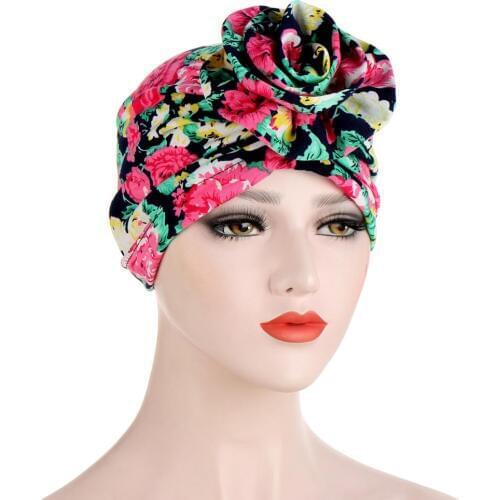 Bohemia Style Flower Turbans For Women Muslim Hijab Caps Head Scarf India Hat Turban Femme Musulman Ladies Hair Accessories