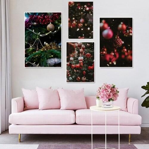 Room Decoration pictures Christmas tree lanterns bells holiday posters ART Canvas paintings festival Poster for childrens room