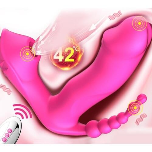 3 IN 1 Sucking Vibrator Heating Wearable Dildo Vibrator Sex Toys for Women Anal Vagina Clitoris Stimulator G-spot Oral Suction