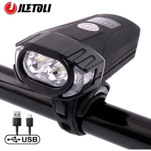JLETOLI Rainproof Bicycle Light USB Rechargeable Cycling Light Portable Bicycle Headlight MTB Handlebar LED Bike Accessories