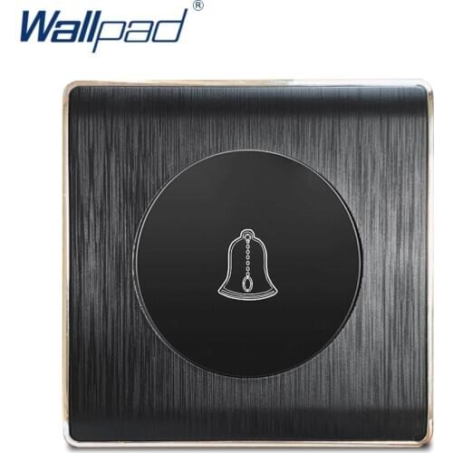 Wallpad 1 Gang Doorbell Reset Switch Rocker Button Wall Light Switch Black PC Brushed Panel For Home