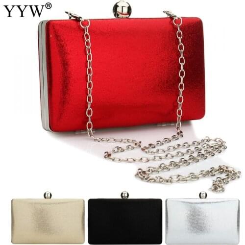 YYW Silver Clutch Bag Stain Women Evening Party Handbag Elegant Wedding Purse With Chain Clutch Female Evening Gold Red Black