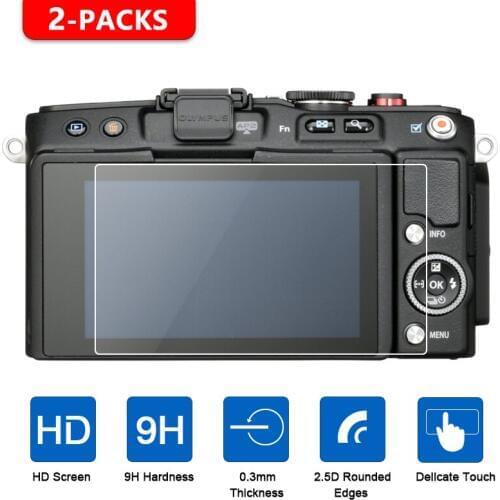 2Pcs Tempered Glass Screen Protector for Olympus E-PL6 E-PL5 E-PM2 EPL6 EPL5 EPM2 Stylus 1 1s SZ-14 SP-100EE Digital Camera