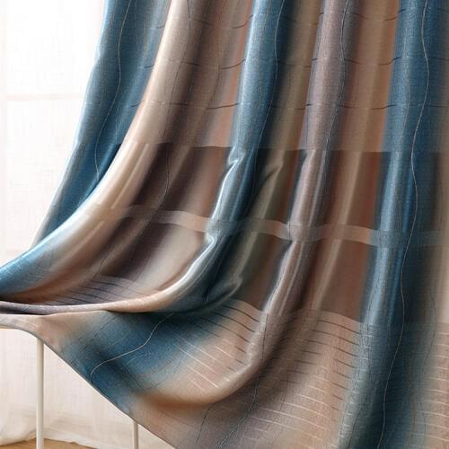 Gradient Window Blackout Curtains Wavy Line Pattern Europe Oil Print Drapes Sheer for LivingRoom Bedroom Kitchen Home Decoration