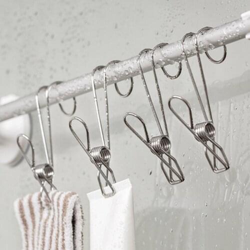 4Pcs/Set Multipurpose Stainless Steel Clips Clothes Pins Pegs Holders Sock Clamps Sealing Clip Household Clothespin