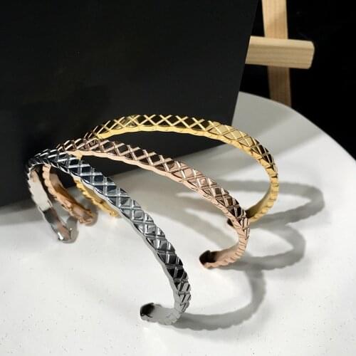 Top Brand Stainless Steel Cross Stripe Bracelet Gold Silver Color Snake Cuff Bangle For Women Micro Pave CZ Jewelry