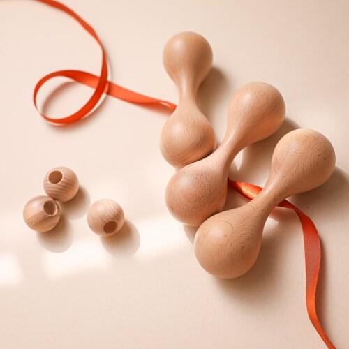 1pc Wooden Baby Double-headed Sand Hammer Rattles Musical Toys Party Instrument Early Educational Funny Wood Toys Birthday Gifts