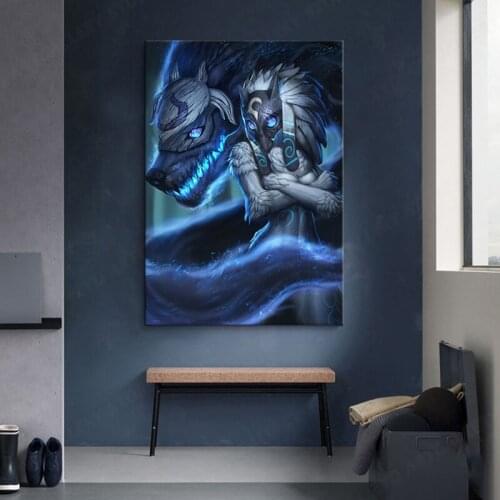 1pcs LOL Eternal Hunters Kindred Pictures League of Legends Game Poster Pictures Canvas Painting Wall Art wall canvas prints