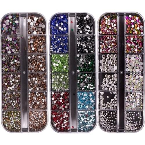 12 Grids/Box Mix Shape Crystal Rhinestone Diamond Gem 3D Glitter Nail Art Decoration Beauty DIY Nail Art Design