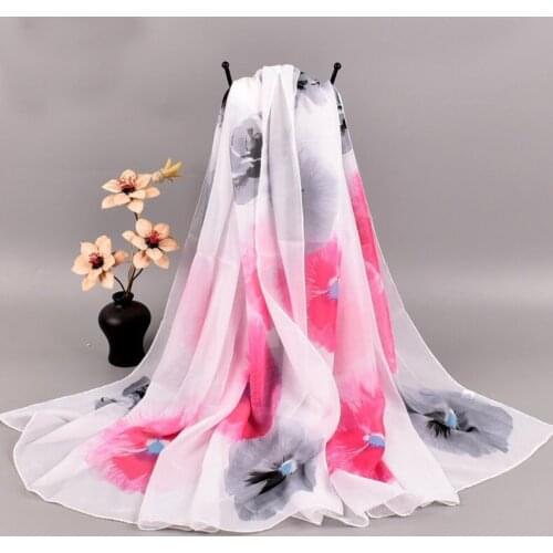 2020 180CM BIG SIZE Bicolor flower chiffon scarf silk square hijab cool shawl ladies foulard femme Scarves hair bufanda mujer
