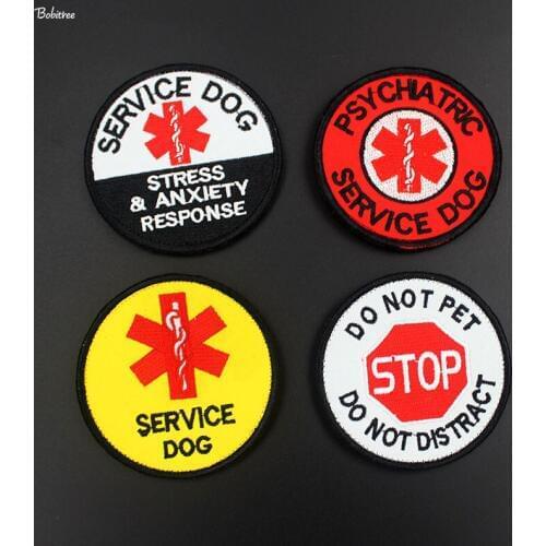 3D Hook Loop Service Dog Patch Stickers Emblem Armband Embroidered Badge for Cloth Backpack Airsoft Patches