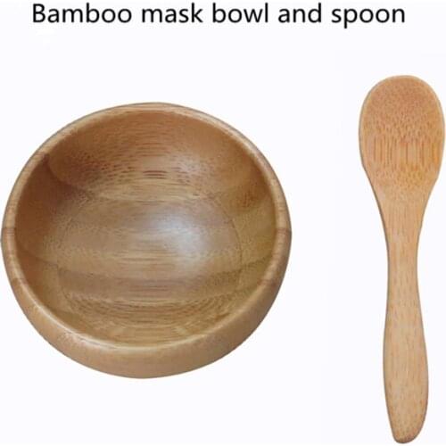 5/10/30/50pcs 50g Bamboo Facial Mask Bowl With Spoon Face Cream Bowl Makeup Cosmetic Wooden Mask Refillable Bottle