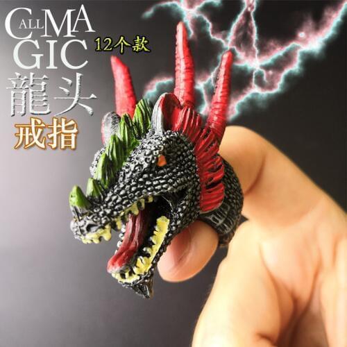 6pcs/set New Static Model Toy Magic Dinosaur Head Ring Finger Set Toy Parent-child Interaction