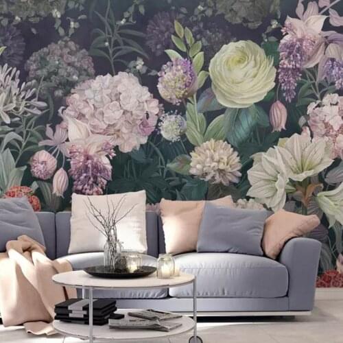 Beibehang Custom European retro pastoral flower country rose mural wallpapers living room TV background wallpaper wall stickers