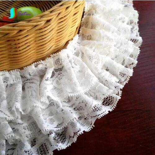 White/black Three-dimensional Chiffon Fold Lace for Childrens Wear/skirt/curtain Decoration Lace,Multilayer Lace S0621H