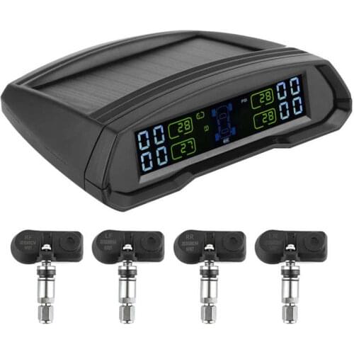 Araba aksesuar Tire Pressure Monitor Systems Wireless Tire Pressure Alarm Monitor Solar/USB Power TPMS Digital LCD Display