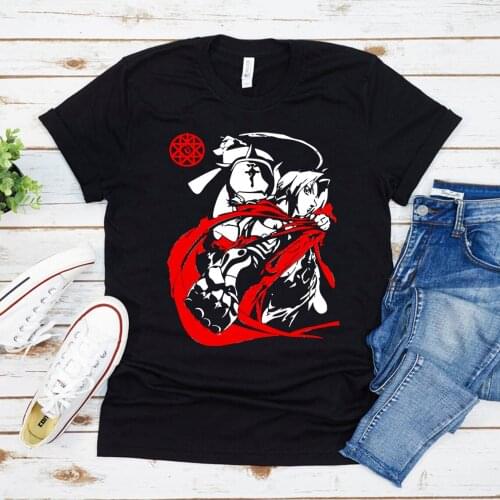 Fullmetal Alchemist Brotherhood T-Shirt Unisex Japanese Anime Manga Graphic T Shirts Aesthetic Clothing Harajuku Casual Tops Tee