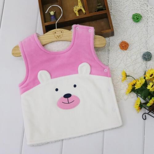 Children Tops for 1-2 years old baby Thick Double Layer Coral fleece inside Velour outside Warm Little Q Sleeveless Shirts 2019