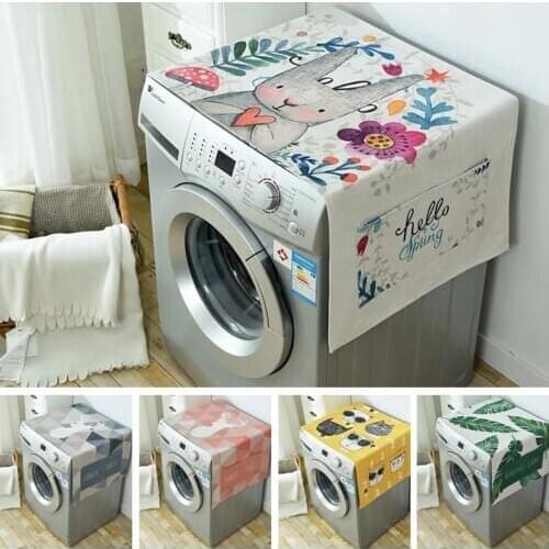 Geometric Rhombus Dust Covers Washing Machine Covers Refrigerator Dust with Pocket Cotton Linen Dust Covers Home Cleaning