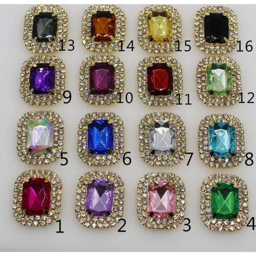 Hot sale 5pc 23*28mm gold Rhinestone Buttons metal DIY Fitting hair flower center scrapbooking Wedding invitations decorate