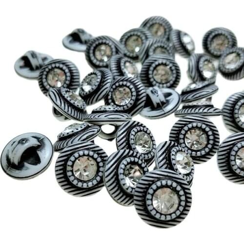 HL 30/50/150pcs 12mm New Resin Buttons Shank With Rhinestone DIY Apparel Sewing Accessories Shirt Buttons