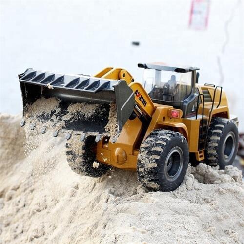 HUINA TOYS 1583/583 1/14 10CH Alloy RC Bulldozer Truck with Front Loader Truck Engineering Construction Car Vehicle Toy RTR