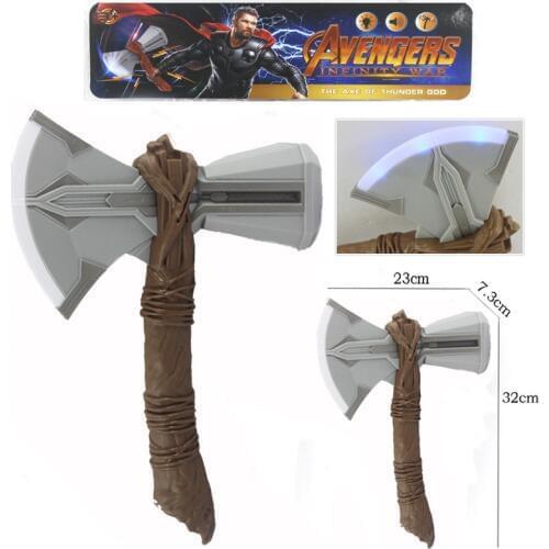 32CM Super hero Mjolnir Pvc Toy Voice Gravity Sensing Light Kids Toy Hallowmas Toys Gift for Children