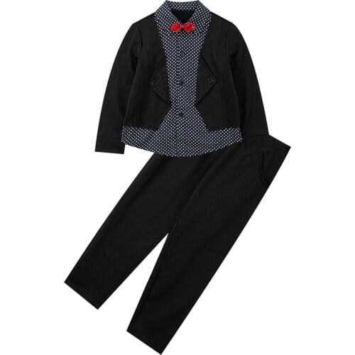 Children Clothing Sets 2Pcs Kids Boys Clothes Set Long Sleeve Polka Dots Print Gentleman Shirt Pants For Wedding Formal Suits