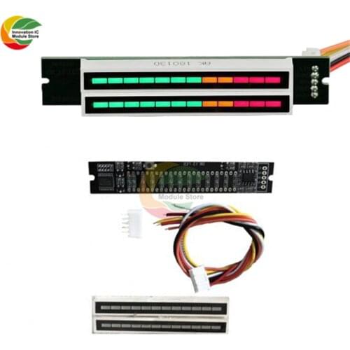 Mini Double Dual 12-bit LED Music Level Indicator Module Adjustable Light Speed VU Meter Stereo Amplifier Board with AGC Mode