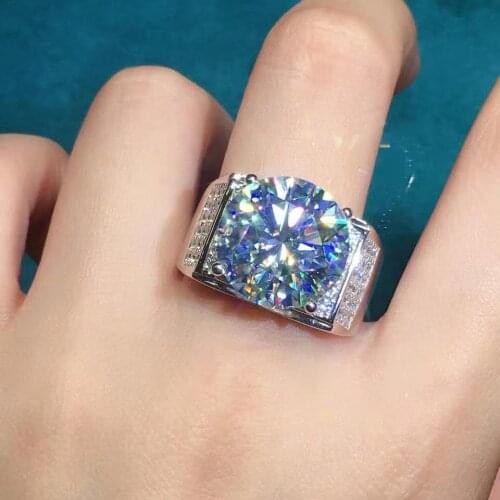 New Silver 10 Carat Moissan Diamond Fashion Trend Domineering Ring Opening Adjustable Jewelry Accessories