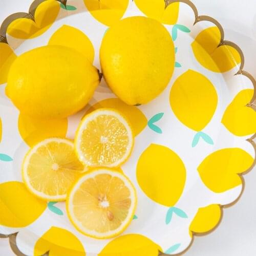 8pcs Disposable Tableware Party Supplies Lemon Paper Plate Birthday Party Decorations Baby Shower Tableware Supplies