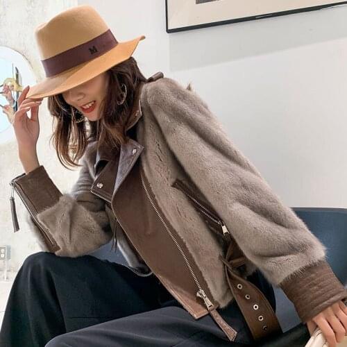 OFTBUY 2021 Fashion Winter Jacket Women Genuine Leather Coat Natural Real Mink Fur Thick Warm Outerwear Streetwear Locomotive
