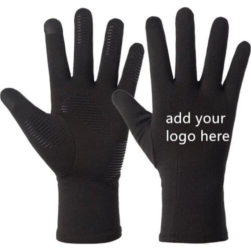 Customize Your Logo Men Women Winter Warm Waterproof Riding Gloves Cycling Anti-Skid Touch Screen Mittens DIY