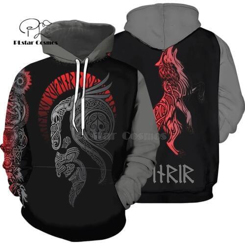 PLstar Cosmos Viking Tattoo 3D All Over Printed Shirts Tees 3D Print Hoodie/Sweatshirt/Zipper Man Women wolf cross Tattoo-2