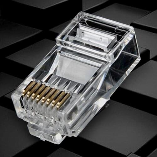 25/100Pcs Gold Plated RJ45 Net Network Cables Modular Plug Cat5 CAT5e Connector 8P8C Modular Rj45 Plug Terminals Connector