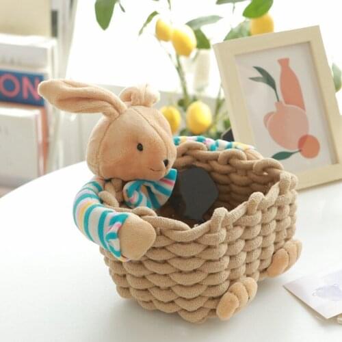 Hand-woven Storage Basket Kids Toys Desktop Organizer Cartoon Animals Sundries Storage Box Keys Cosmetic Container Handcrafts